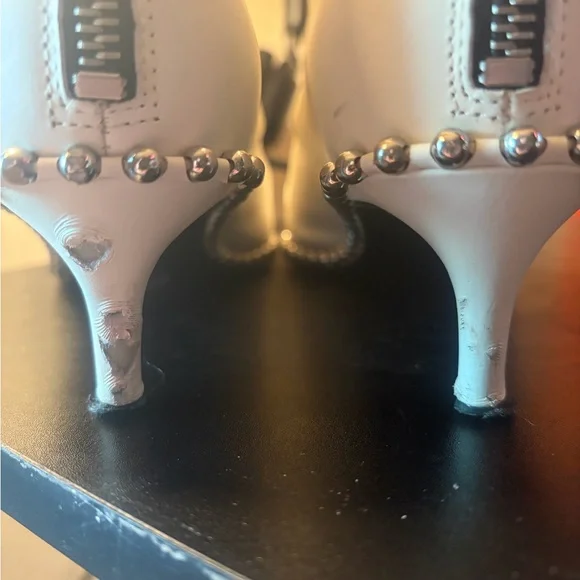 Alexander Wang White front back zip Studded pointed Lthr Boots size 38.5 - Picture 5 of 9